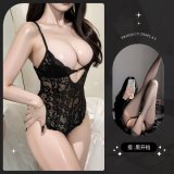 8842 Black + Black Open Crotch Stockings