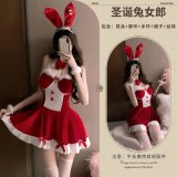 Christmas bunny girl + size 9 white stockings