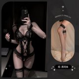 9087 Black + Black Fishnet Stockings