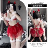Clearance Sale - 9401 [Bell Necklace + Bra + 2 Bracelets + Mini Skirt and Garterbelt Set + Thong]