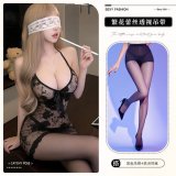 9408 Black + Open Crotch Stockings