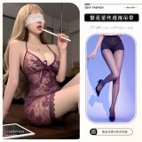 9408 Purple + Open Crotch Socks