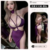 9784 Purple + Black Stockings