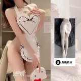 A085 Heartfelt Maid + White Open Crotch Stockings