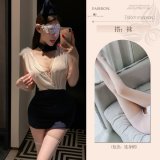 Flight attendant [uniform + hat + blindfold + white open-crotch socks]