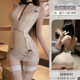 Beige nightgown + white stockings