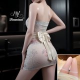 Beige + white silk