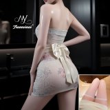 Beige + white silk