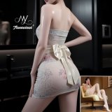 Beige + White Open Crotch