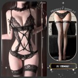 Black suit + black fishnet stockings