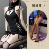 Black + Black Open Crotch Socks