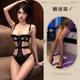 Black + Black Open Crotch Socks