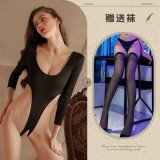 Black stockings with black stripes