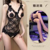 Black bodysuit + 112 black stockings
