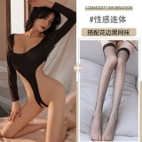 Black bodysuit + lace stockings