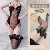 Black bodysuit + black bow-tie stockings