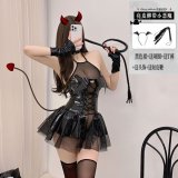 Black jumpsuit + free choker + free thong + free socks + free headdress + free whip