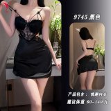 Black slip dress + matching stockings