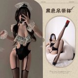 Black suit + suspender stockings