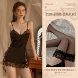 Black (suspender dress + thong + lace stockings)
