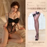 Black (large bow crotchless bodysuit + bow stockings)