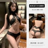 Black bra + bra chain + panties + stockings