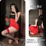 Black and red bodycon skirt