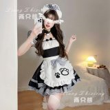 Black cat maid with collar