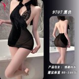 Black cheongsam + T-shirt and pants