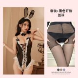Set + Black Open Crotch Stockings