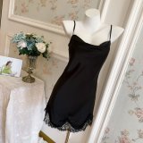 black slip dress