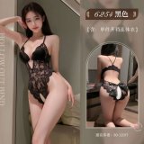 Black open-crotch bodysuit