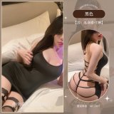 Black [bodysuit + T-shirt + matching socks]