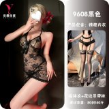 Black lace suspender stockings