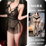Black lace suspender stockings