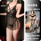 Black lace suspender stockings
