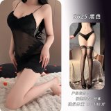 Black lace slip dress + stockings
