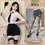Suit + Black Fishnet Stockings