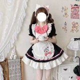 Black and pink Lolita three-piece set (skirt + large bow + apron)