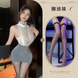 Image color + black fishnet stockings