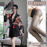 Set + Black Open Crotch Stockings