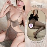 Image color + black open-crotch stockings