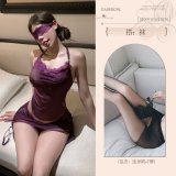 Purple suit + black open-crotch stockings