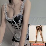 Suit + Black Open Crotch Stockings
