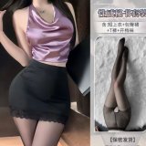 Black and purple outfit + open-crotch socks