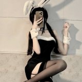 Black Bunny Girl [Ears, Necklace, Bracelet, Skirt]