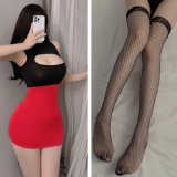 Black and red + black fishnet stockings