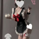 Black and red [headwear + apron + bracelets + leg rings + thong]
