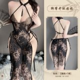 Black [Sheer Cheongsam Dress + T-shirt]