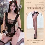 Black (see-through maid outfit + bow-tie stockings)